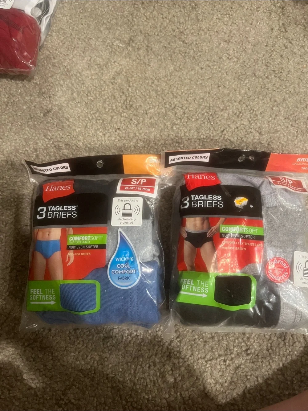 Hanes 3-Pack Tagless Briefs in Blue, Black, Gray
